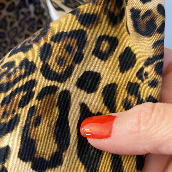 🌹ANIMALPRINT belted blazer / jacket button down lapel collar pockets 💯cotton L - Picture 6 of 14